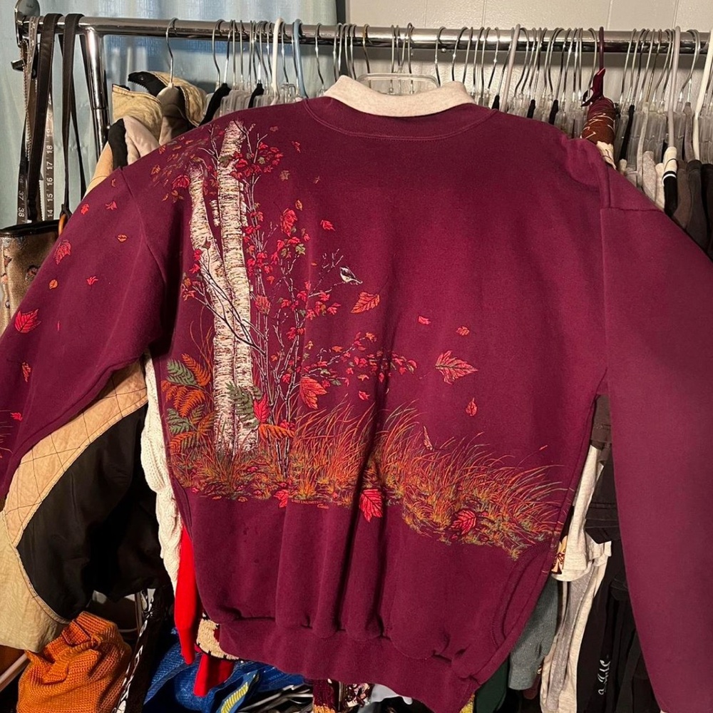 Burgundy Nature Print Sweatshirt